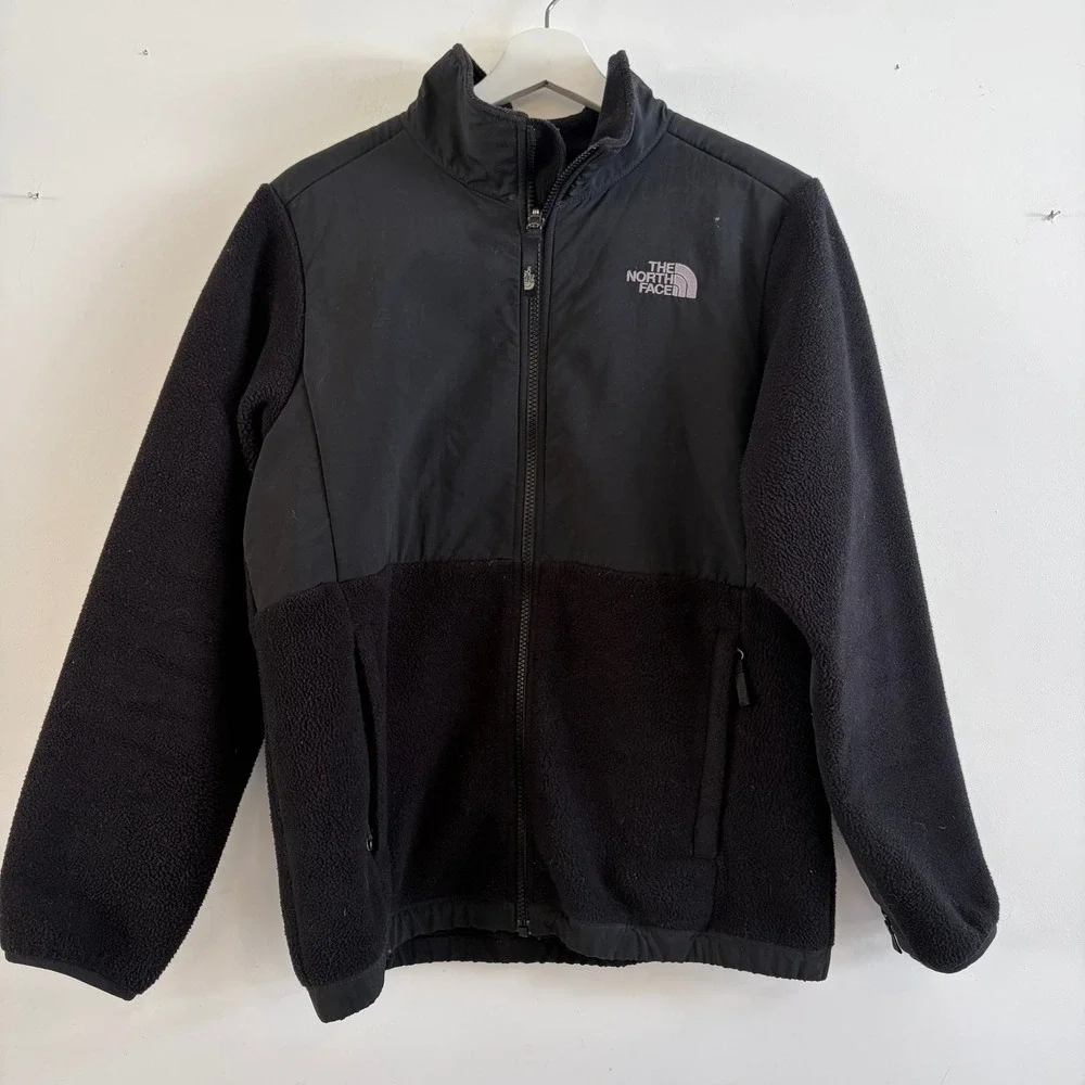 The North Face Girls XL 18 Denali Fleece Full Zip Jacket Black‎ Mock Neck Coat